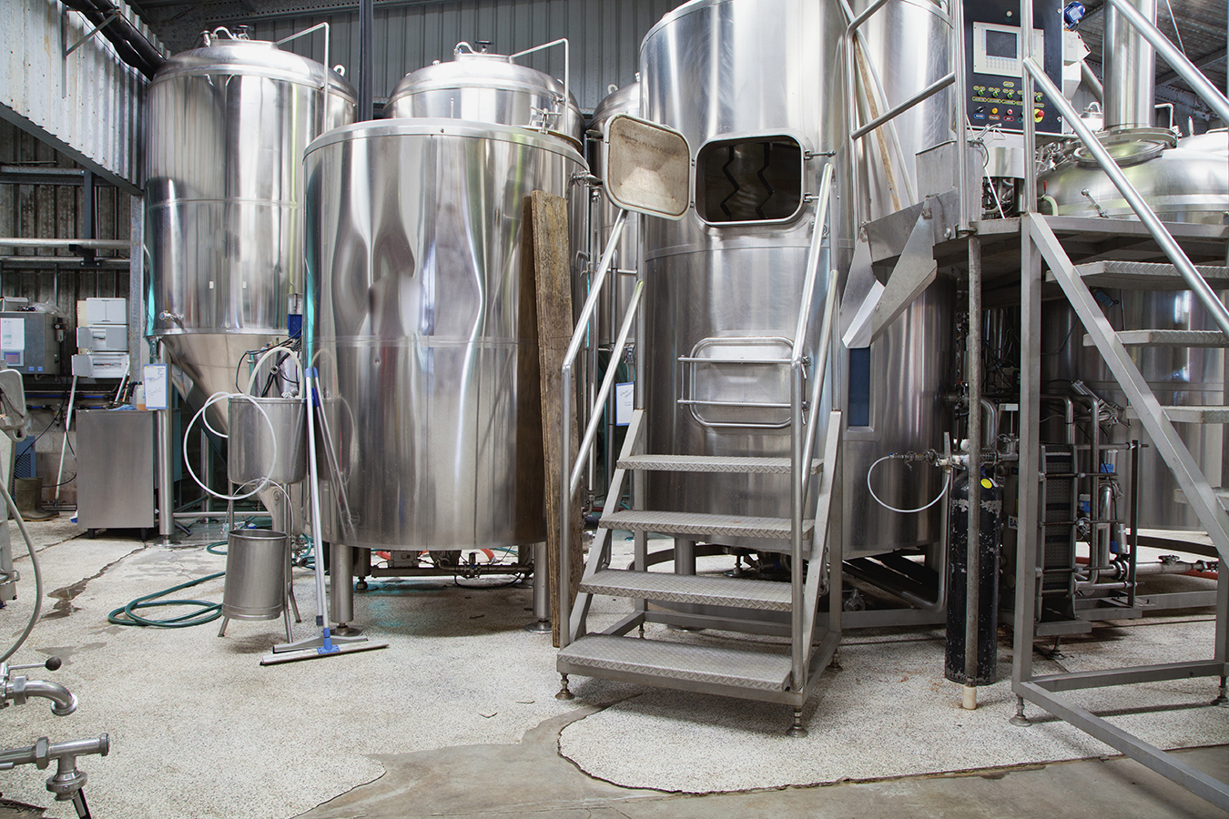 Boutique micro brewery with stainless steel equipment